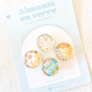Aimants en verre nuancier nuances bleus et dorés