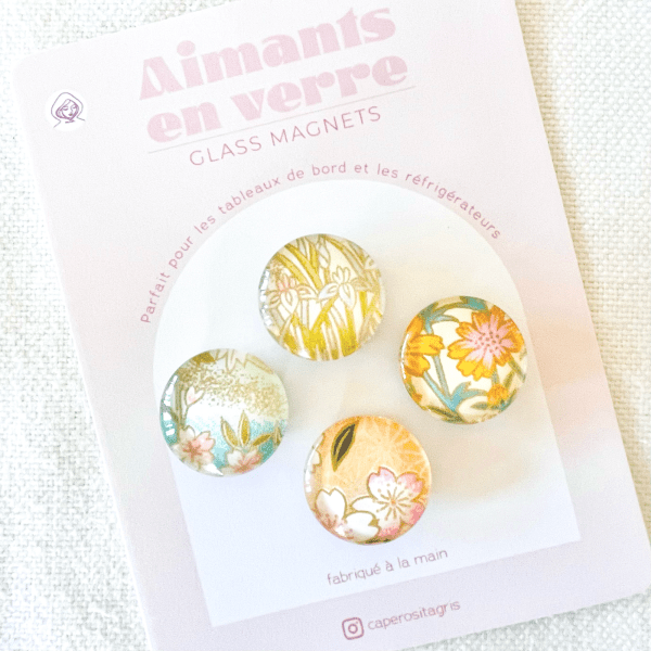 Aimants en verre nuancier nuances roses et dorées