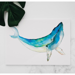 Baleine bleue watercolor painting