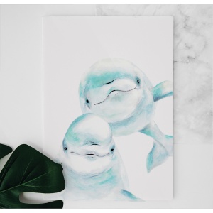 Couple de belugas watercolor painting