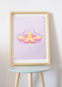 Affiche Papillon rose de l'érable