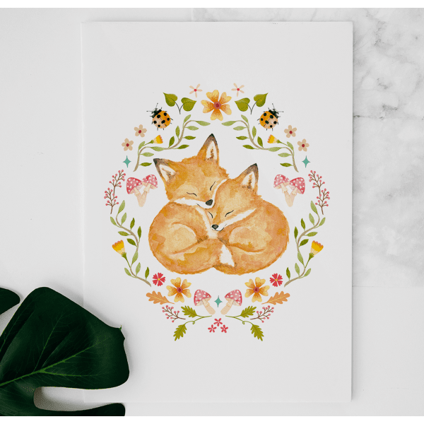 Cartes de Souhaits Petits renards blottis