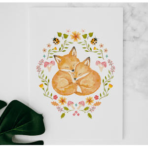 Cartes de Souhaits Petits renards blottis
