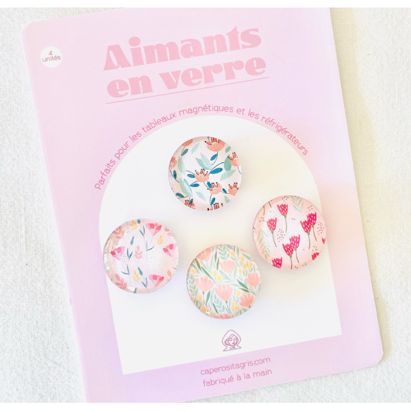Aimants en verre nuancier rose
